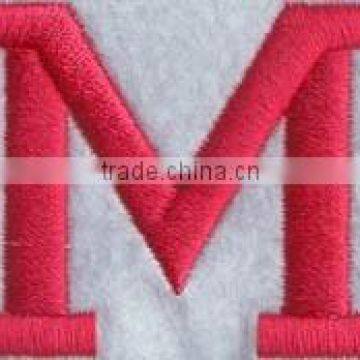 Popular Letter M design embroidery patches with stick on jackets.