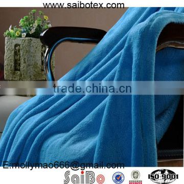 super soft blue color microfiber blanket