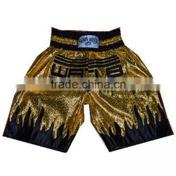 Metallic gold custom boxing shorts fabric short mma