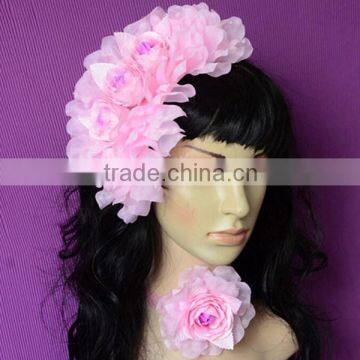 Large Pink Headdress Flowers Wedding Bridal Headdress Flowers