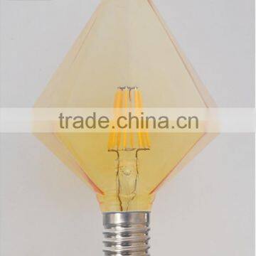 diamond appearance amber LED filament bulb decorative light-bulbs in amber with dimmable