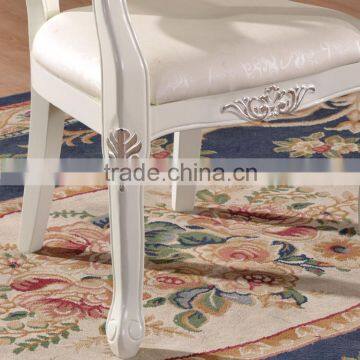 Rubber Wood White Leather Armchair High Back Dining Chair photo-3