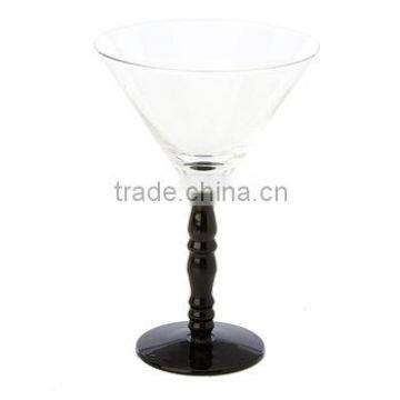 Heavy Martini Glass With Blue Beaded Stem