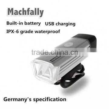 Machfally 2016 design Germany certification aluminium magnesium alloy rechargeable led bike light usb bike light