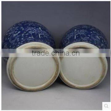 Large Decorative Temple Jar Chinese Blue and White Ginger Jar With Floral Painting photo-6