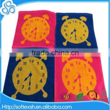china  comfortable wholesale clock jacquard face towel 30cmx30cm