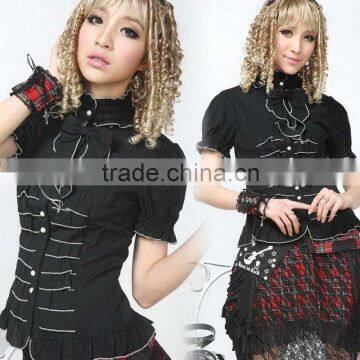Cotton Black Long Sleeves Bow Cotton Lolita Blouse 81092