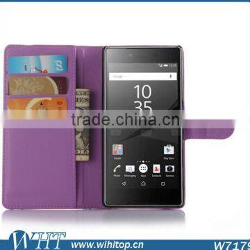 New Arrival Litchi Leather Wallet Flip Stand Pouch Cover Case for Sony Xperia Z5 photo-2