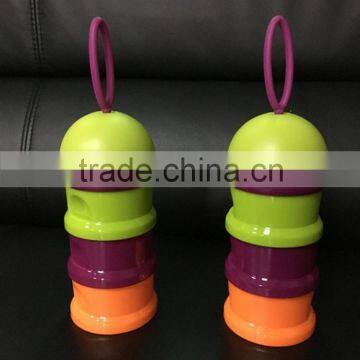2016 newest best sell BPA free 4-layers towl shape muntifunctional milk powder food container for infant with hanger