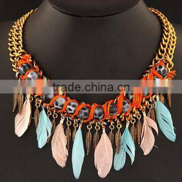 ODM/OEM Jewelry Factory fashion jewelry wholesale chunky feather necklace