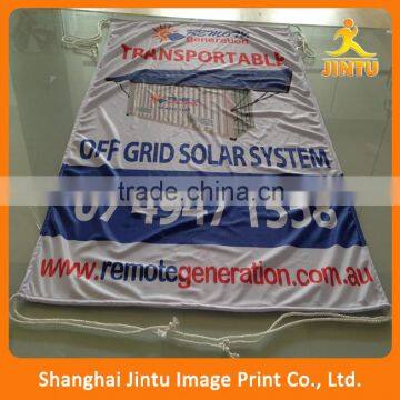 Outdoor sublimation print cheap custom made hanging fabric banner with string