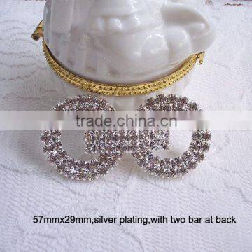 (M0704) 15mm inner bar rhinestone buckle for wedding invitation card,invitation box,two bar