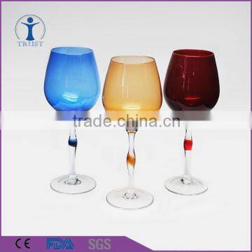 Factory manufactory colored wine glass,silicone wine glass, long stem colored wine glass