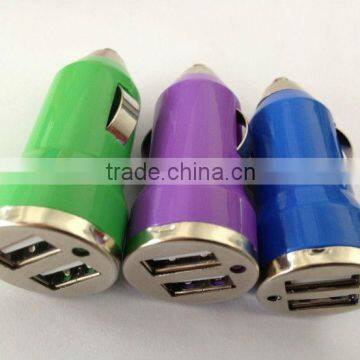 hot sell 5V 3.1A mini bullet car charger dual usb 2-port mobiles car charger adaptor for iphone5