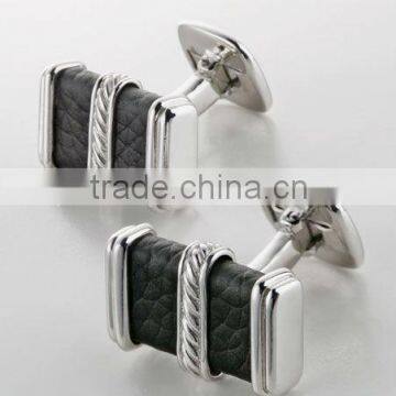 Modern design cufflinks with leather