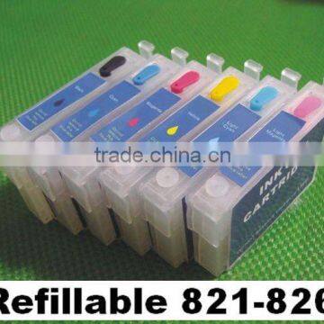 (RCE821-826) refillable refill ink cartridge for Epson T0821-T0826 82 Stylus Photo R270/R290/RX590/RX610 bk/c/m/y/lc/lm with ARC