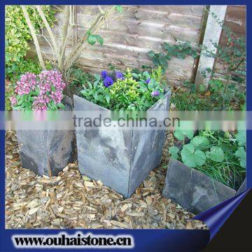 Colorful square shape slate stone material light black plant pots