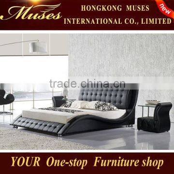 2014 new Bedroom furniture double bed,wrought iron bed frame,white leather bed with crystal for Christmas promotion