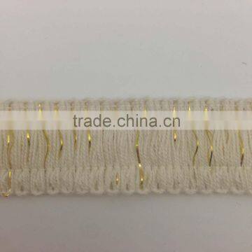 beige glitter gold lurex braid cotton brush fringe trim