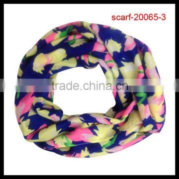 fashion printing design blue chiffon scarf with florals