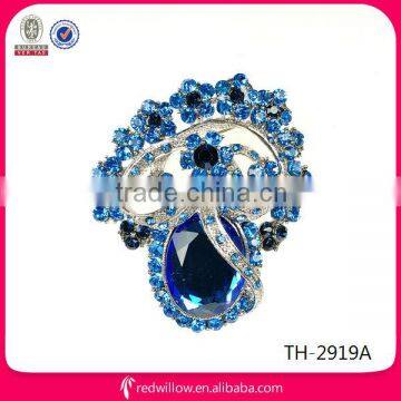 2014 Hot sale blue crystal elegant girls brooches for sale