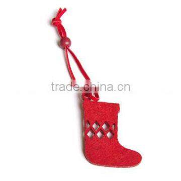 Woolen polyester felt Christmas tree hanger in shape of sock Forever felt Xmas tree hanger