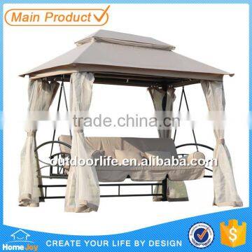 Luxury garden swing bed, patio swing bed with mosquito net