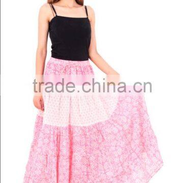 Indian Block Print With Patchwork Cinderella Style Long Skirt For Women photo-2