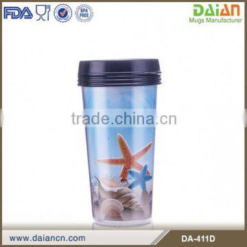 Custom starbucks plastic travel cup with paper insert