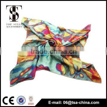 Newest design big size flora digital print 100% silk square scarves