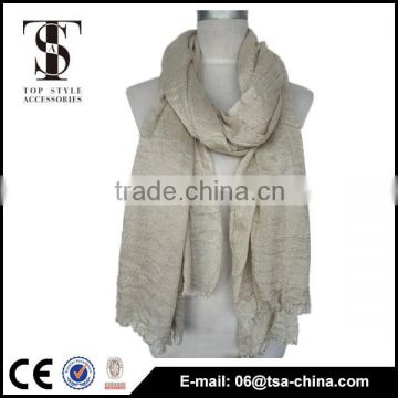 women 2015 fashion polyester viscose wool nylon metallic blending rice white scarf