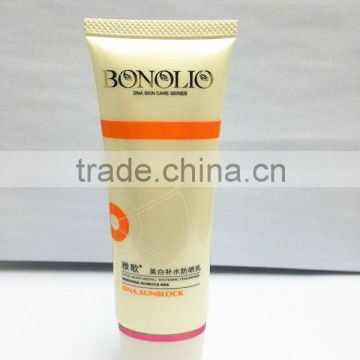 80g oval plastic packaging tube with square oval cap for whitening sunblock milk