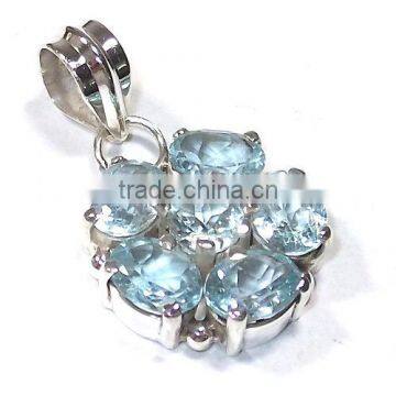 Ebay silver jewellery 925 sterling silver jewelry wholesale blue topaz pendant