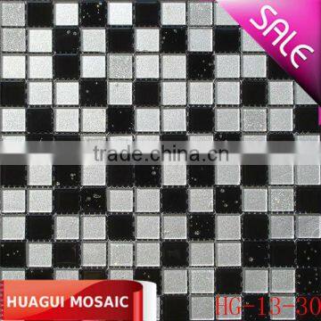 black and while crystal glass mosaic tile HG-13-30