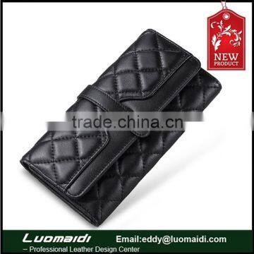 Item JFW07:Good quality sheepskin leather ladies purse,lingge pattern clutch bag for women from China factory