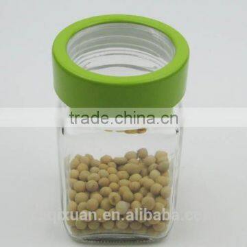 Hot Sale Square Glass Spice Bottle with See-Through Lid