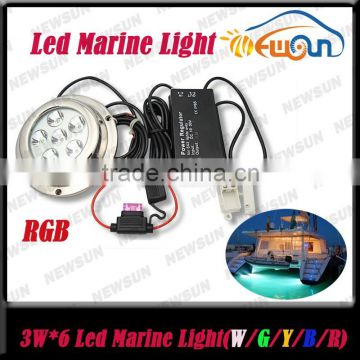 Professional Manufacturer 18W LED Fountain Marine Lights LED Underwater Boat Light Ip68 RGB Underwater Light with stainless stee