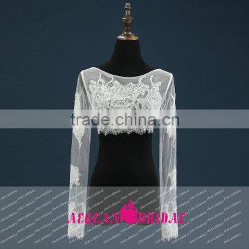 K173 New Arrival Real Sampel Wedding jacket Long Sleeve Lace bridal bolero jacket