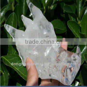 China Style Delicate Rock Crystal Dragon Skull/Crystal Carved