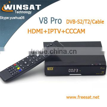 paypal accept V8 pro full HD satellite receiver DVB-S2+T2/C iptv set top box support Biss Key Youtube porn video