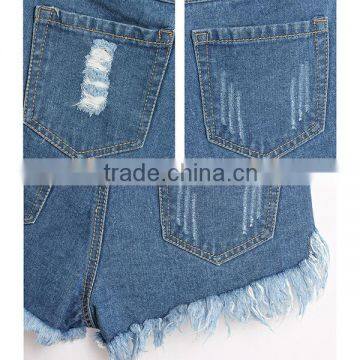 2016 Summer Women High Waist Hot Pants Ladies Decorated Metal Rivet Tassel Fringe Sexy Mini Ripped New Style Fashion Girls Jeans