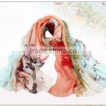 2016 best selling fashion design printing silk scarf with custom design for girls