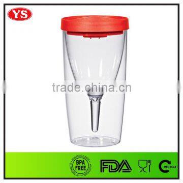 double wall 10 oz transparent acrylic wine glass tumbler