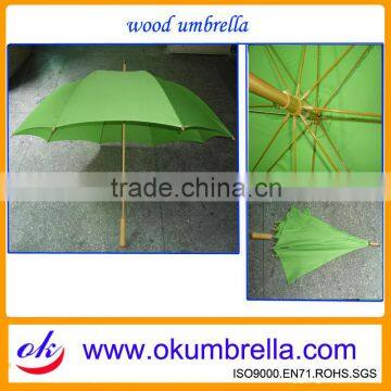 Promotional Green Umbrella with Wooden Shaft