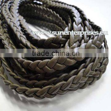 Braided Leather cords -Choti in Nappa - 10 mm - Chocolate brown