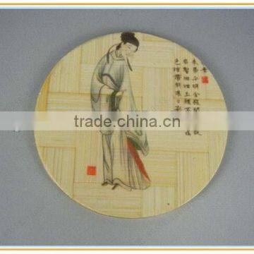 Classical Chinese Bamboo Cup Mat, Round Bamboo Table Mat. photo-3