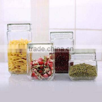 Square Airtight Transparent Glass Jars With Direct Glass Lids photo-2