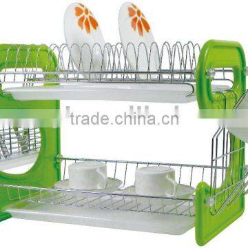 2 tier dish rack with 9 shape plastic side