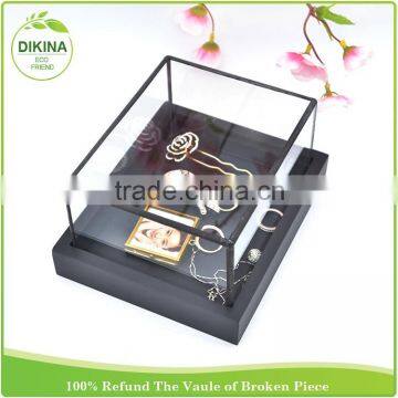 Tiny Square Round Ring Bearer Accessory Container With Carved Wood Tray , Beach Wedding Card Holder , Wholesale Bulk Box photo-2