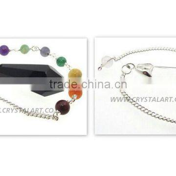 Gemstone 6 Faceted Point Chakra Chain Pendulum